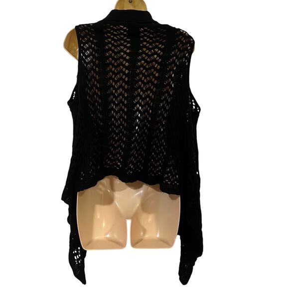 It’s Our Time Size M Black Open Weave Sweater Vest Boho Festival Y2K - Picture 3 of 8